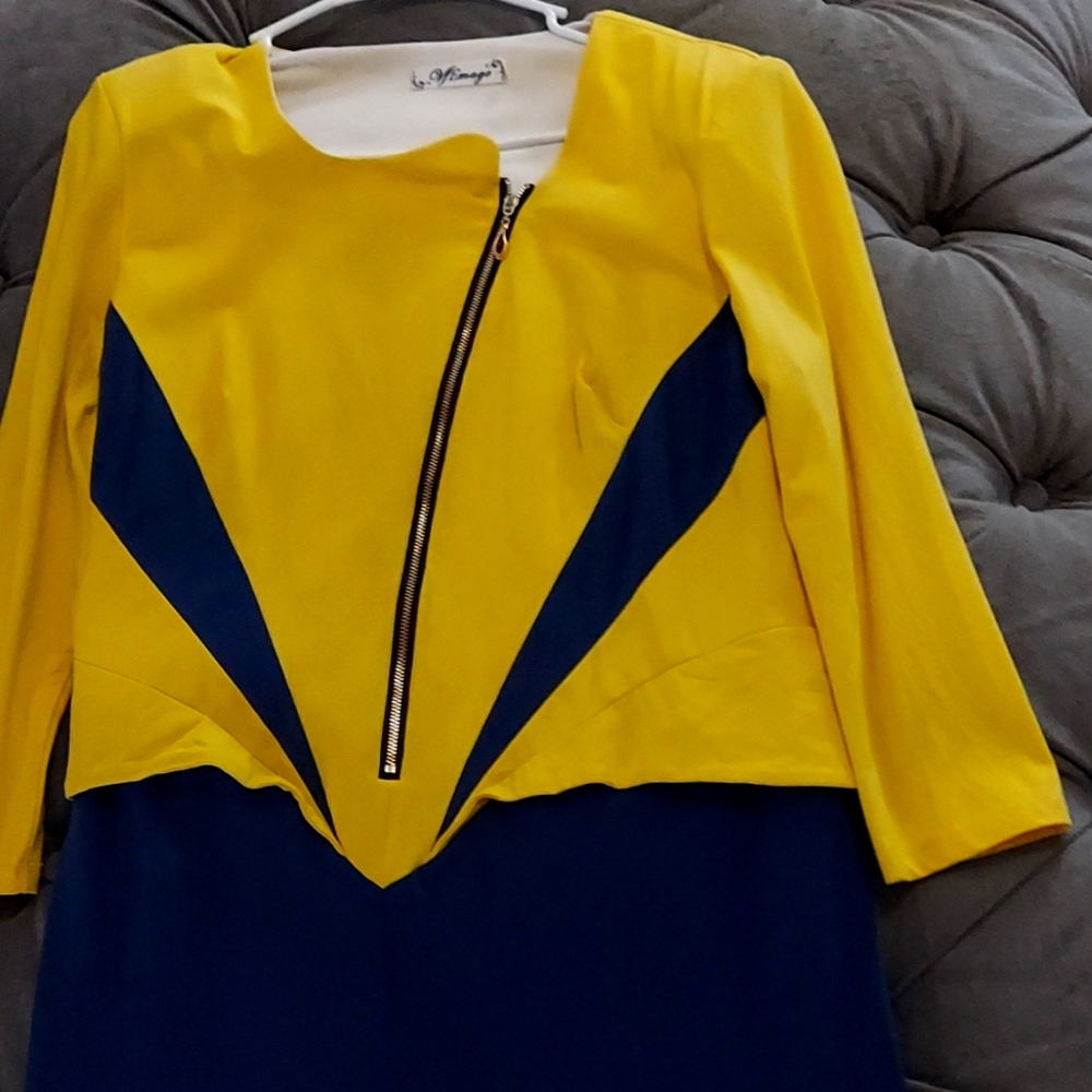 Yellow and blue dress size 16